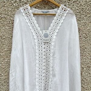 Blue Island Beach Cover Up White Eyelet NWT